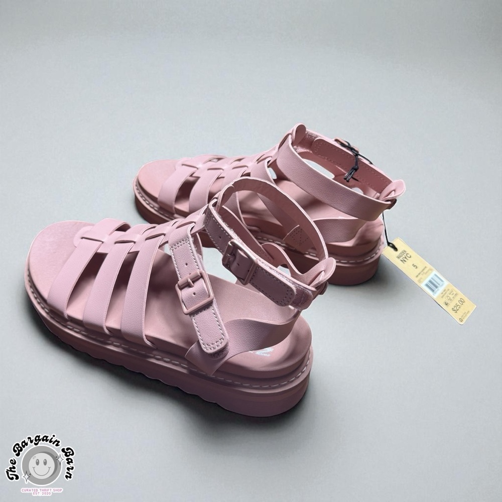 Steve Madden NYC Girls Pink Gladiator Sandals Size 5 NWT Strappy Summer Shoes - Picture 4 of 5
